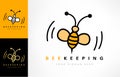 Bee logo vector. Beekeeping design. Insect illustration.